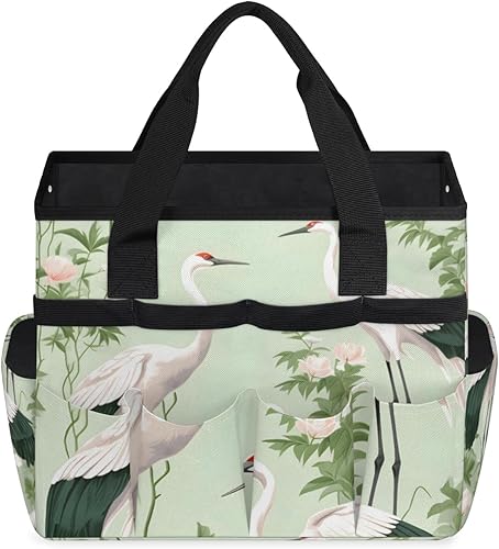Miniatura 2 de Birds Cranes Flowers Garden Tool Tote Bag for Women Men Gardening Tool Storage Bags with 10 Pockets Standable Garden Home Tool Kits Organizer for