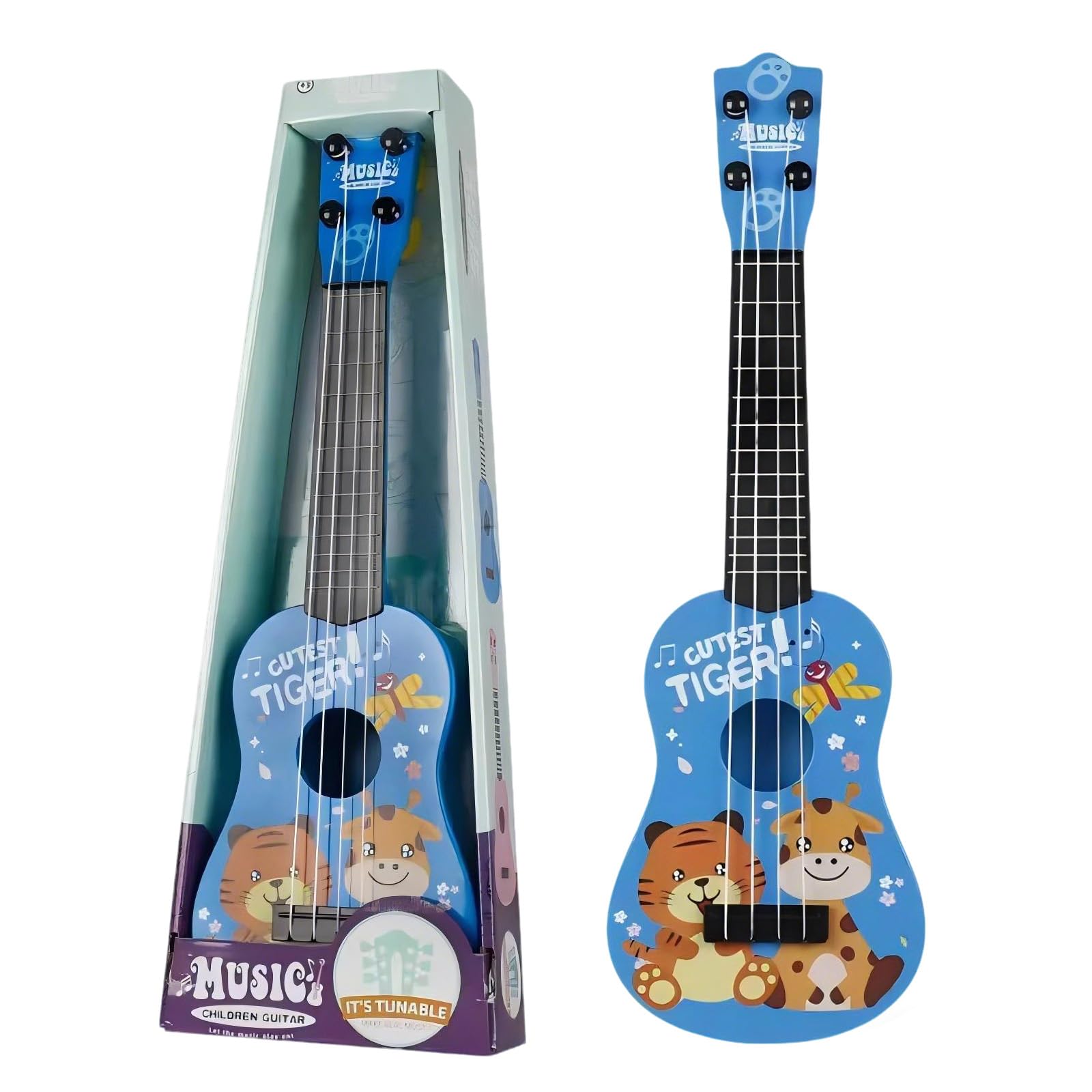 Juguete de Guitarra Ukelele para Niños, 41cm Juguete Musical de Guitarra Instrumentos con 4 Cuerdas Ajustables, Juguetes Educativos de Aprendizaje Musical para Niños y Niñas Principiantes (Azul) — view 9