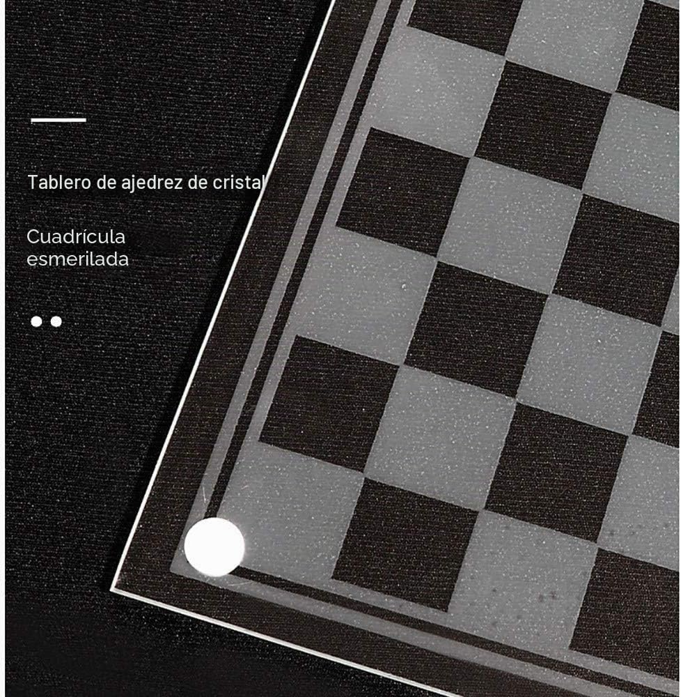 Elegante juego de ajedrez de cristal - cristal templado transparente y esmerilado, piezas con incrustaciones de franela resistente a los arañazos, bandeja a cuadros antideslizante, juego mental