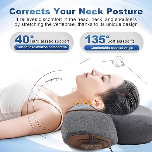 Miniatura 6 de Almohada masajeadora de cuello 3 en 1, masajeador de tracción con masaje de compresión caliente, almohada de masaje joroba de cuello con cable extra