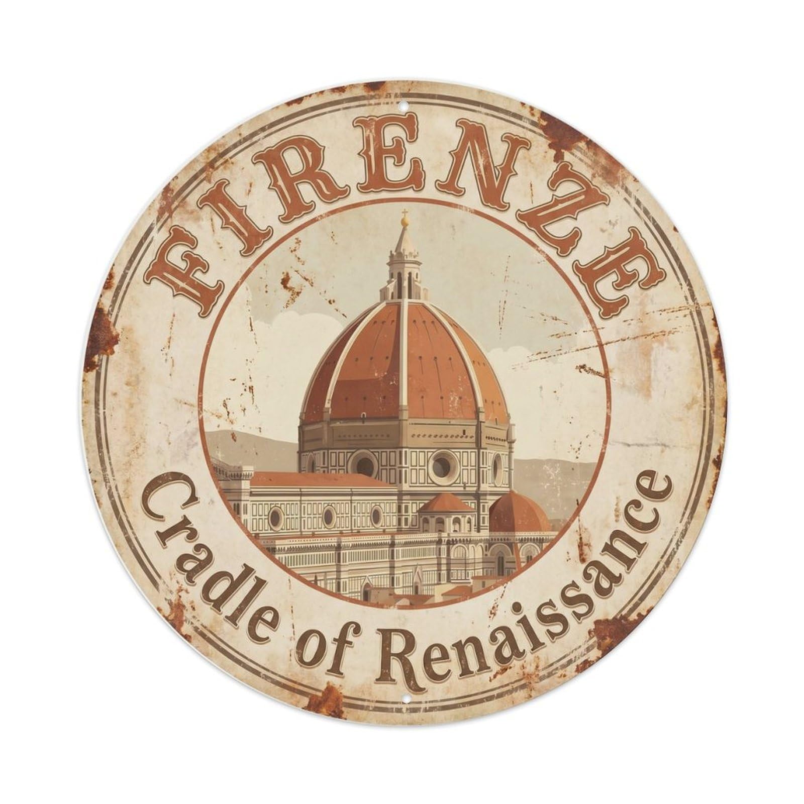 Fqnyr Style Vintage Travel Florence Cathedral Dome Metal Tin Sign