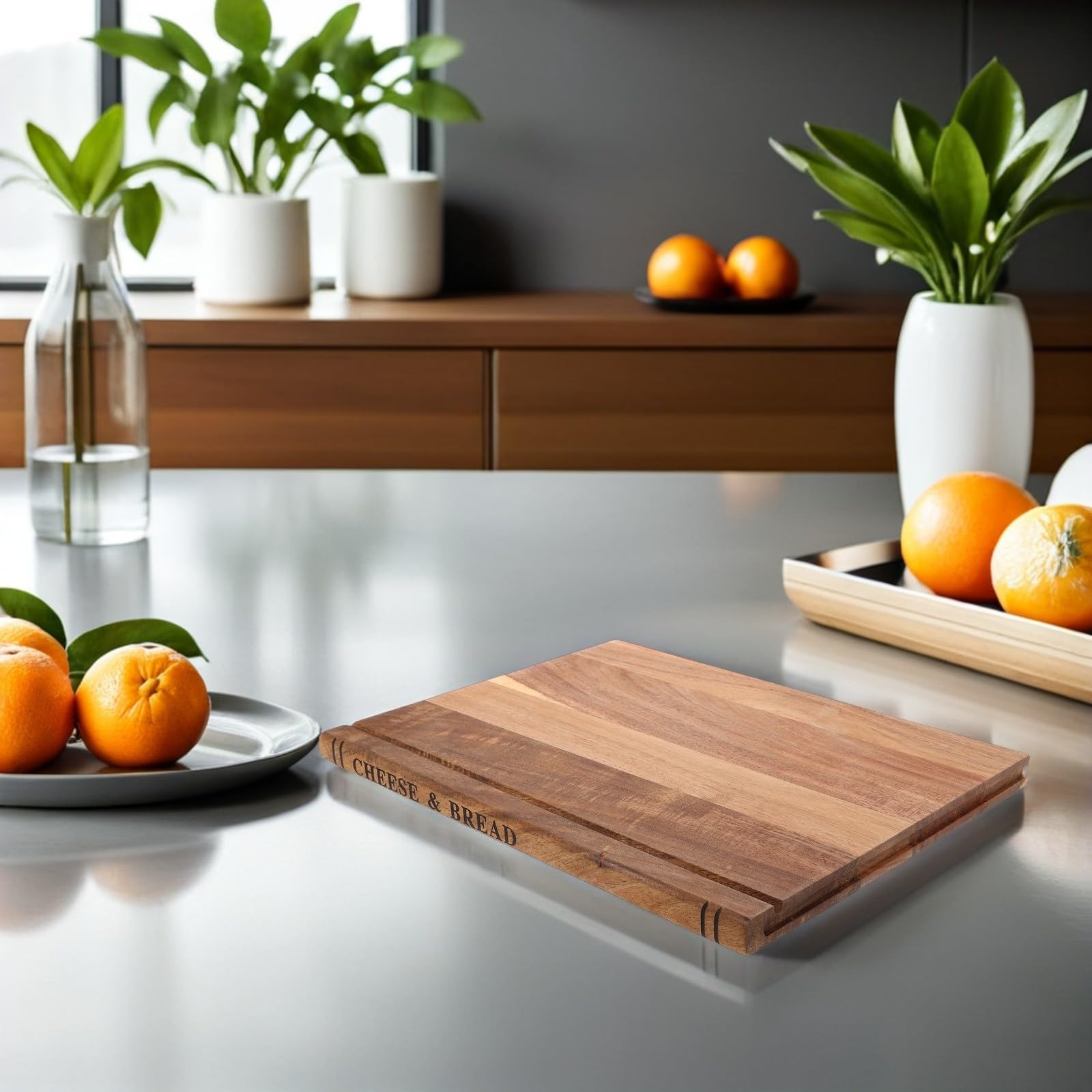 Didiseaon Tagliere a Forma di Libro in Legno Superficie Antiscivolo, Multiuso per Carne e Pasticceria, per Feste e Intrattenimento