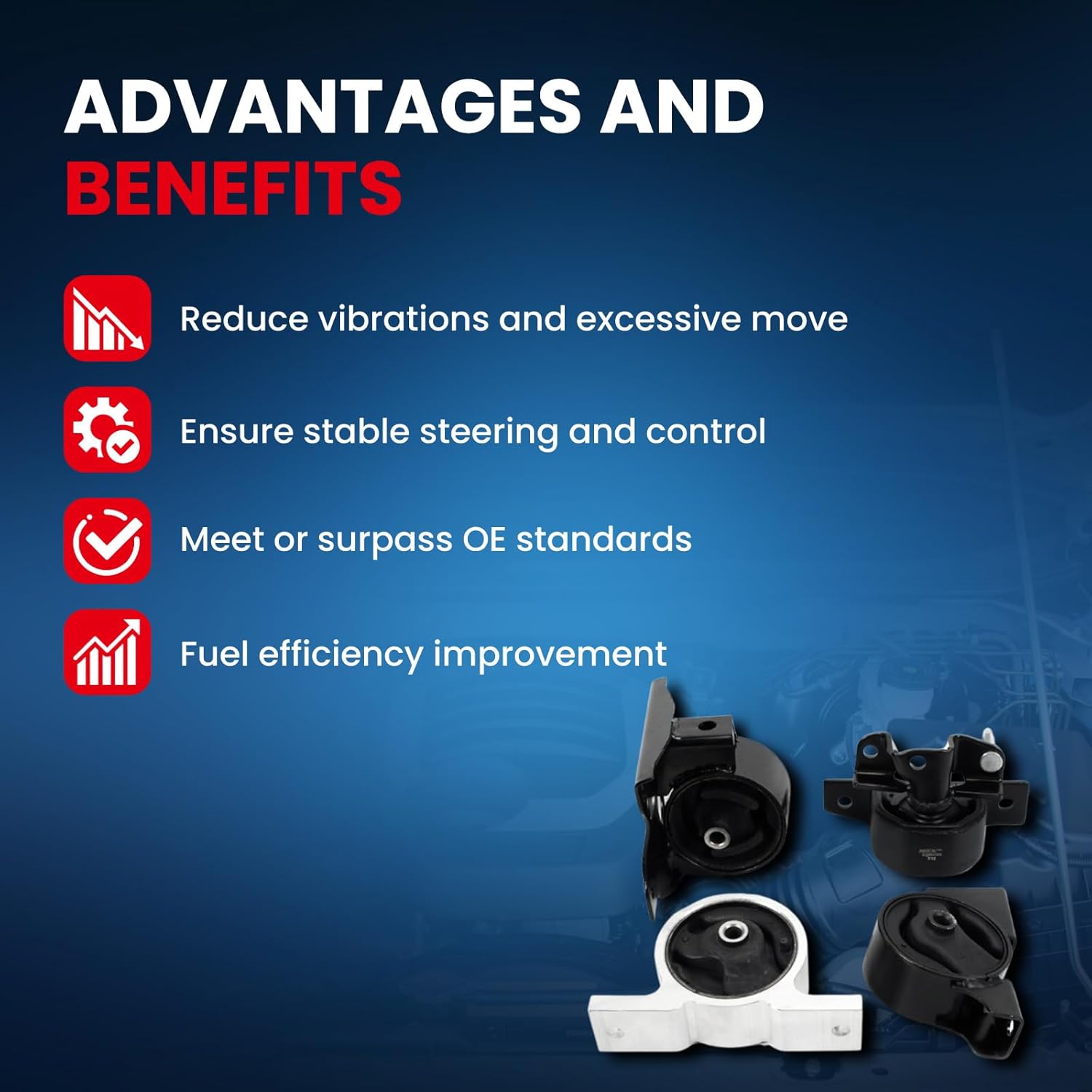 MOCA 4PCS Engine Motor & Trans Mount Set Comaptible with 2000-2006 for Nissan Sentra 1.8L 1769CC l4 Gas DOHC Naturally Aspirated Automatic Transmission Only