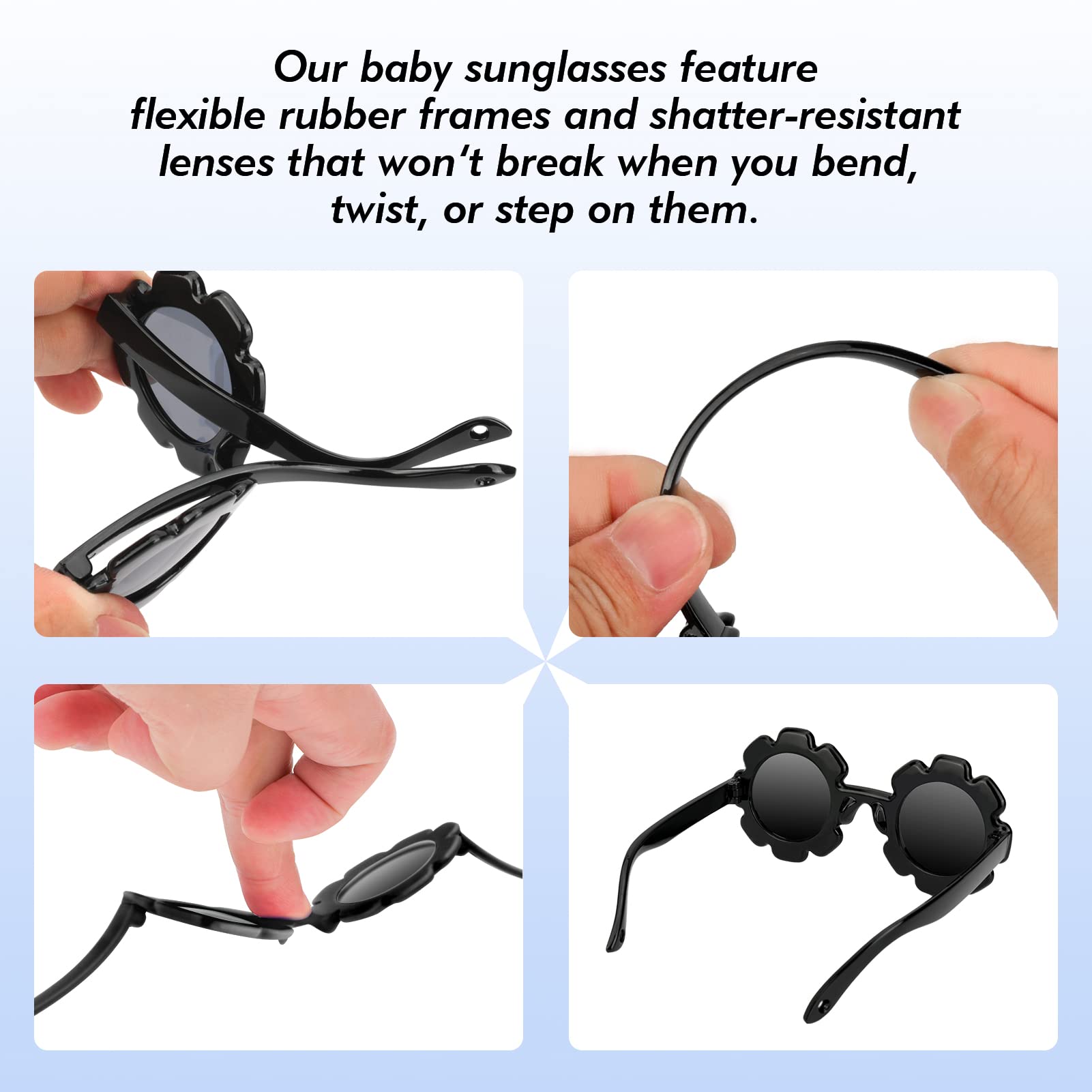 Hifot Occhiali da sole Polarizzati Baby, Occhiali da Sole Con Regolabili cinghia UV400 protezione UV Ponte nasale in Silicone Morbido per neonati da 0 mesi a 2 anni