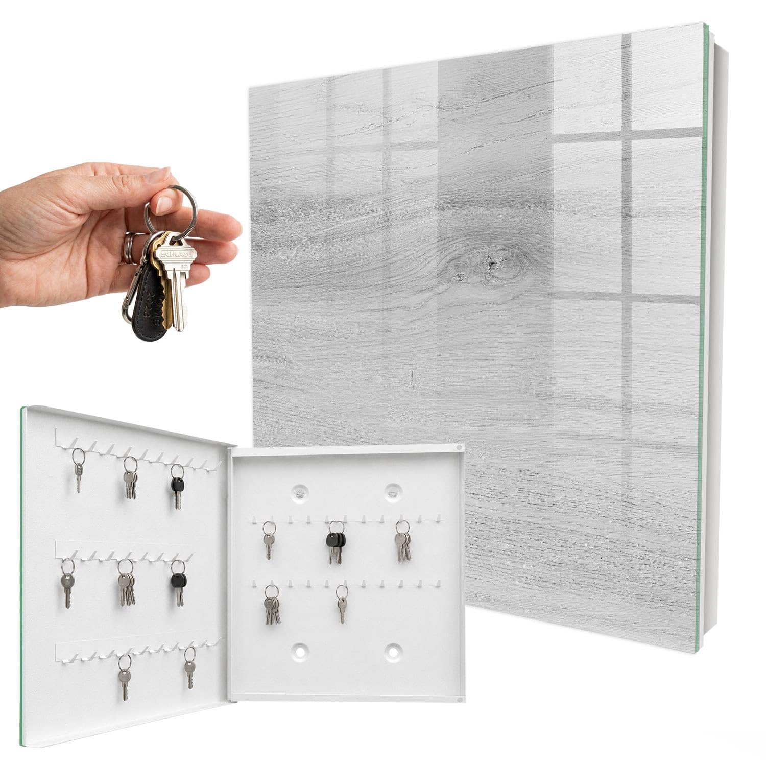 Cassetta portachiavi 30x30 cm Modelli in legno Porta Sinistra Bianco | Appendiabiti | Bacheca | Vetrinetta | Nicchia | Casellario | Armadio | Gancio | Quadro | Mobiletto | Contenitore | Supporto