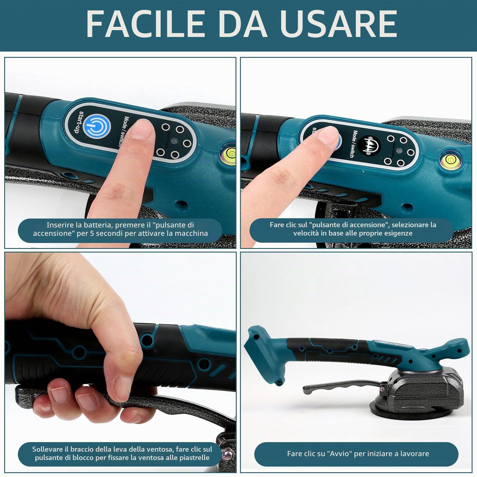 Vibratori per Piastrelle per Makita 18 V Batteria, 80 kg Vibratore per Piastrelle 18V, Macchina Elettrica per Piastrelle Strumento di vibrazione con ventosa da 4,7 x 4,7 pollici, 5 velocità regolabili
