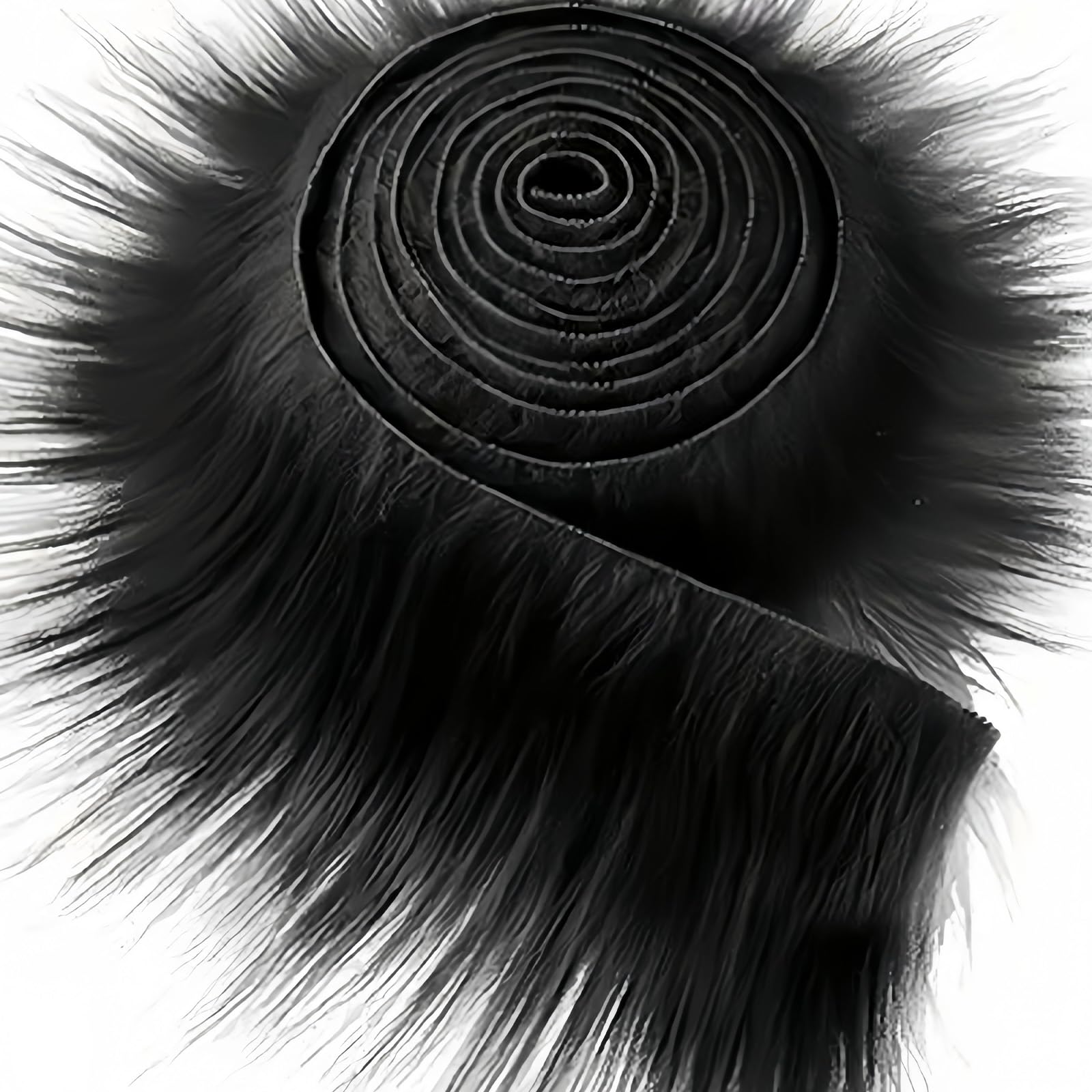 1 Pcs Black Fur Fabric, 9 x 150cm Shaggy Faux Fur Plush, Precut Faux Fur Fabric for Gnomes Beard Santa Claus Hair Dwarf Cosplay Costume DIY Craft Christmas Decorations