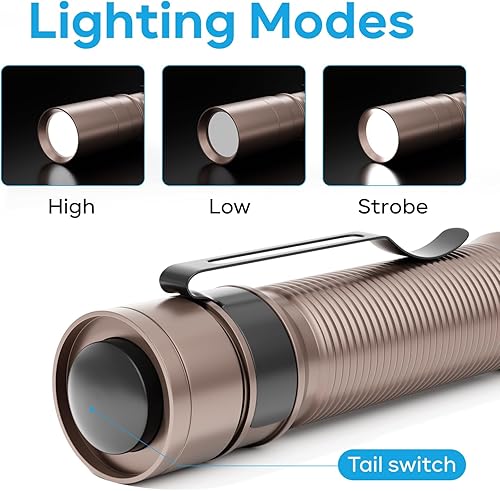 Miniatura 8 de EUARDER Mini linterna, linterna táctica pequeña súper brillante, linterna potente ultracompacta, luz de bolsillo de alto lúmenes con clip para