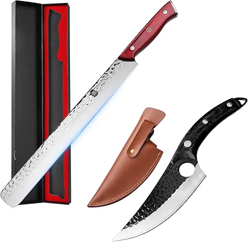 VG10 - Cuchillo para cortar carne, cuchillo japonés de 16 pulgadas, ultraafilado, forjado de acero inoxidable de alto carbono, cuchillo de pechuga