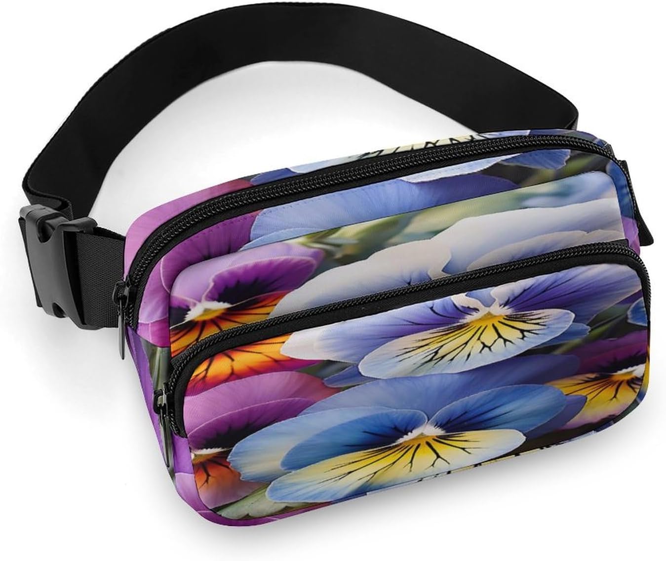 Pansy Perfection Fanny Pack Belt Bag with Adjustable Strap Fashion Waist Bag for Outdoor Sports Hiking