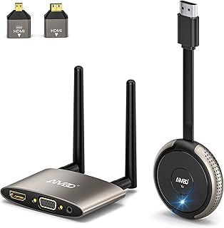 Wireless HDMI Transmitter and Receiver Kit 4K, 165FT/50M 2.4/5GHz HDMI VGA Video/Audio Dual Screen Transfer, Live Casting for Set-top Box, Blu-ray, Laptop, Tablet, Camera, Support Nefix/TikTok/YouTube