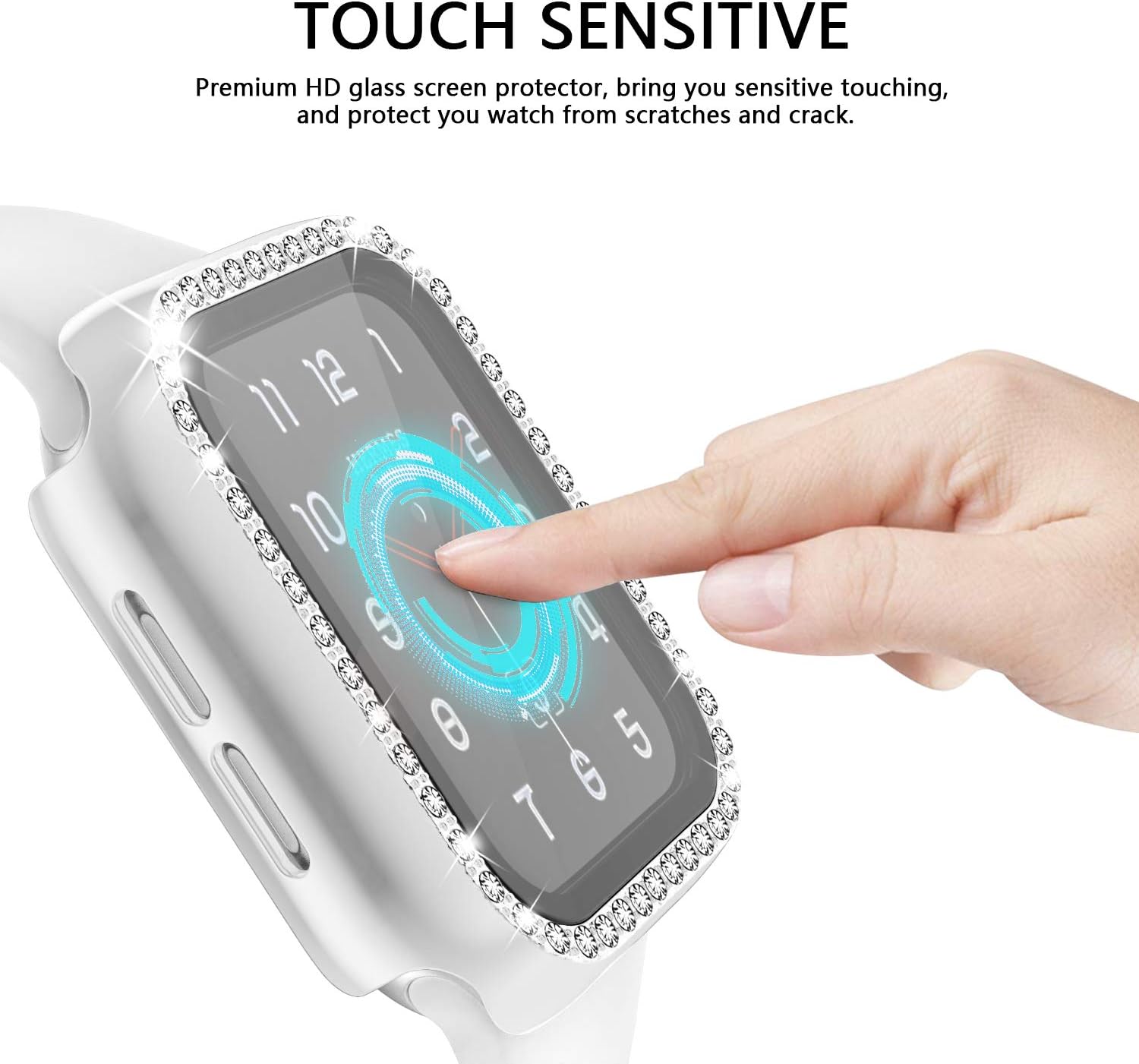 adepoy 3 Pack Case for Apple Watch 40mm Series SE 6/5/4 with Screen Protector, Bling Diamond Protective Case Full Coverage Scratch-Resist Bumper Cover for iWatch Women Girl