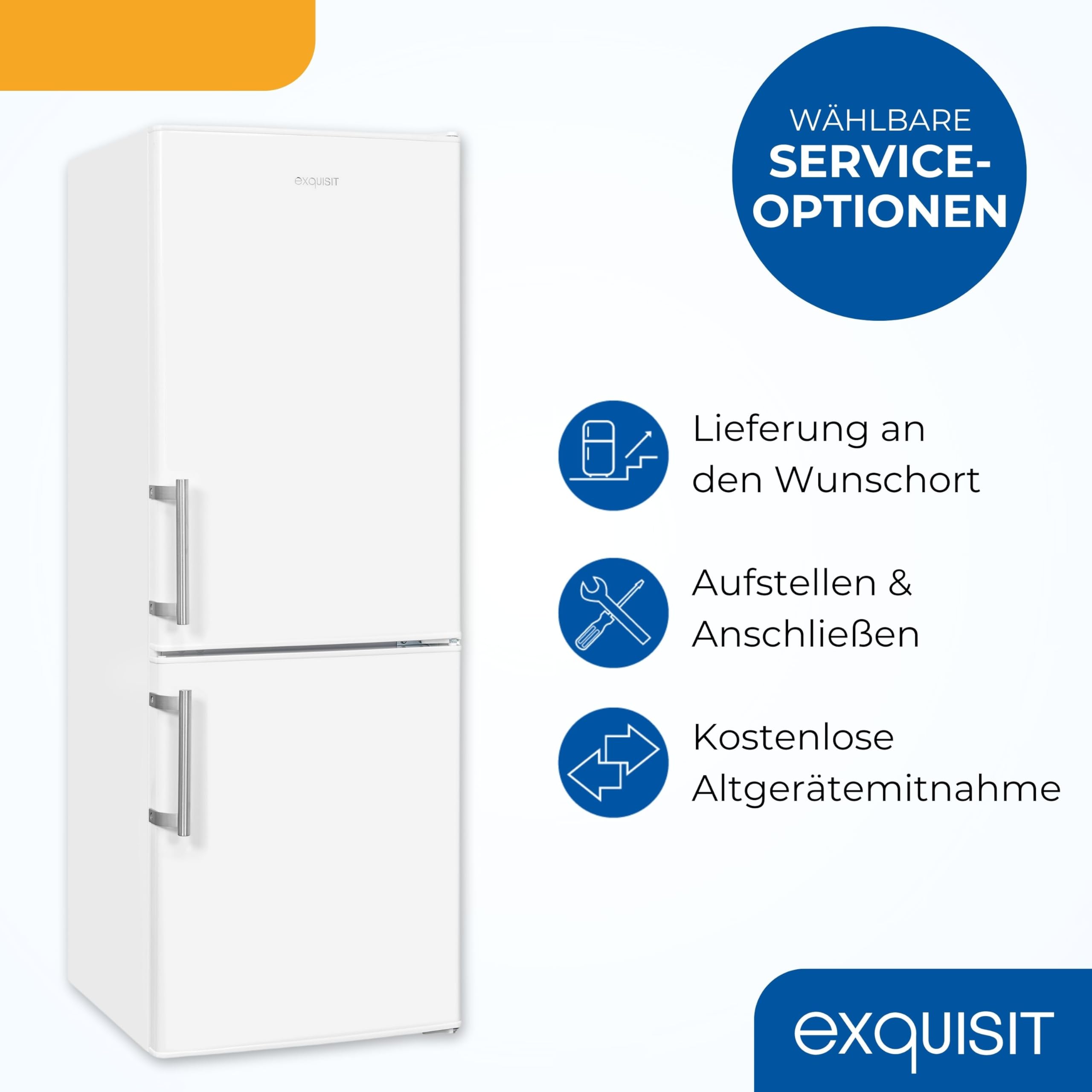 Exquisit KGC5233-60-HE-040D Kühl-Gefrierkombination - Kühlschrank Weiß | 50 cm Breite - 173 Liter - 4-Sterne-Gefrierfach - LED-Beleuchtung - Türalarm - Energieklasse D - 155 kWh/Jahr - Leise
