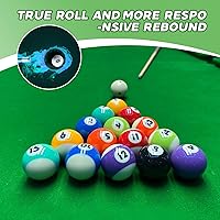 Vista 7 de HMQQ Juego de bolas de billar, bolas de billar de tamaño reglamentario de lujo de 2-1/4 pulgadas para repuesto (16 bolas de resina)