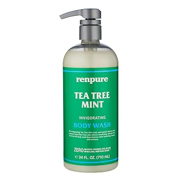 Renpure Original Tea Tree Essential Oil & Peppermint Moisturizing Body Wash With Pump for Dry Sensitive Skin & Decongest Pores Sulfate Free Body Wash & Liquid Hand Soap For Men & Women