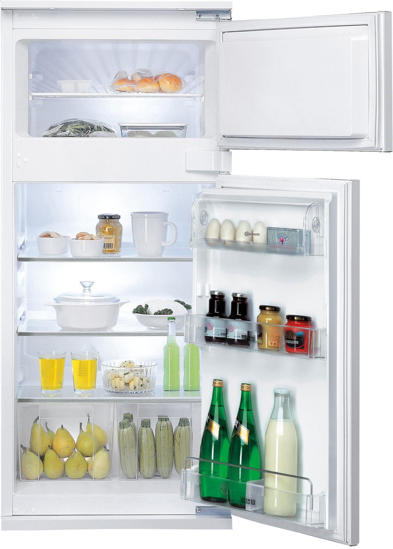 Bauknecht KDI 12S2 Einbau-Kühl-/Gefrierkombination, 173 l, elektronische Temperaturregelung, Abtauautomatik, LED-Beleuchtung, 36 dB leise, wechselbarer Türanschlag, Energieklasse E, Weiß