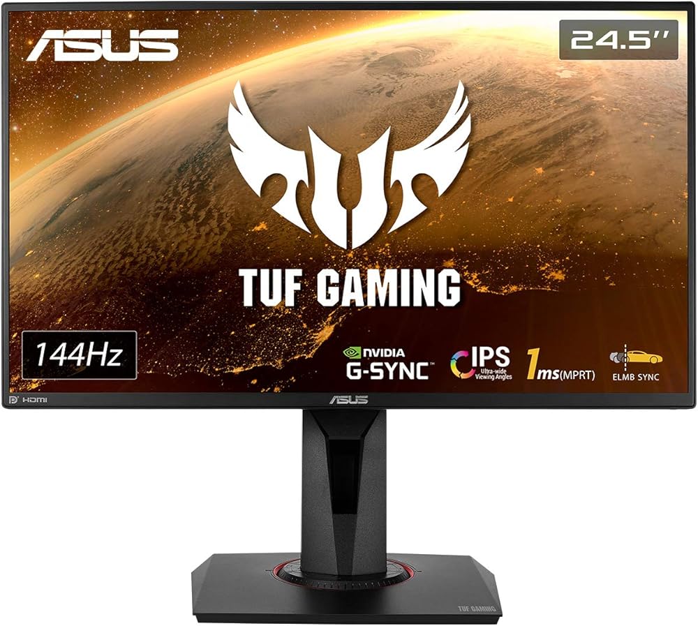 Asus VG259Q 24.5” Gaming Monitor 144Hz Full HD (1920 X 1080) 1ms IPS Elmb FreeSync Eye Care DisplayPort HDMI,Black - View 1