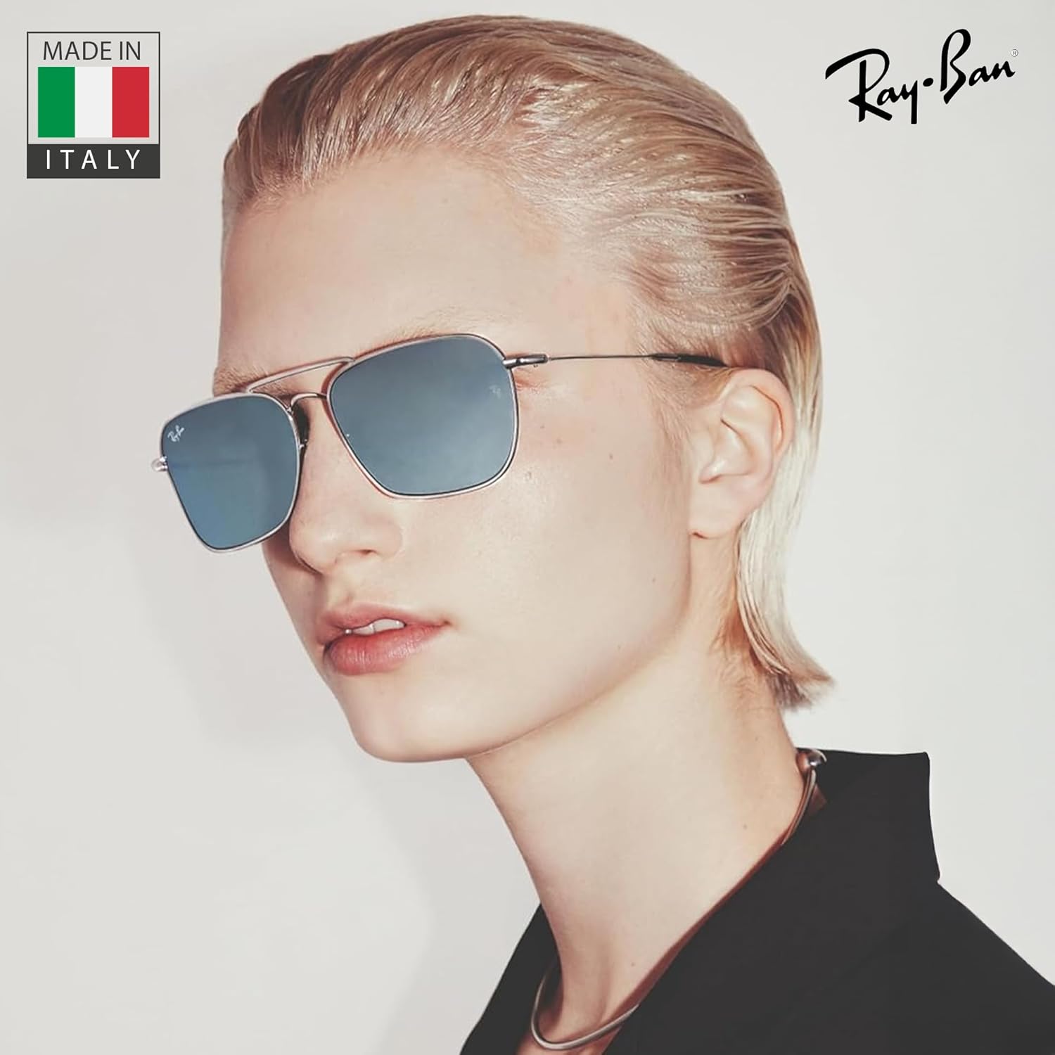 Ray-Ban RBR0102S CARAVAN REVERSE Square Shaped Sunglasses for Men & Women with Official RAYBAN Eyewear Kit
