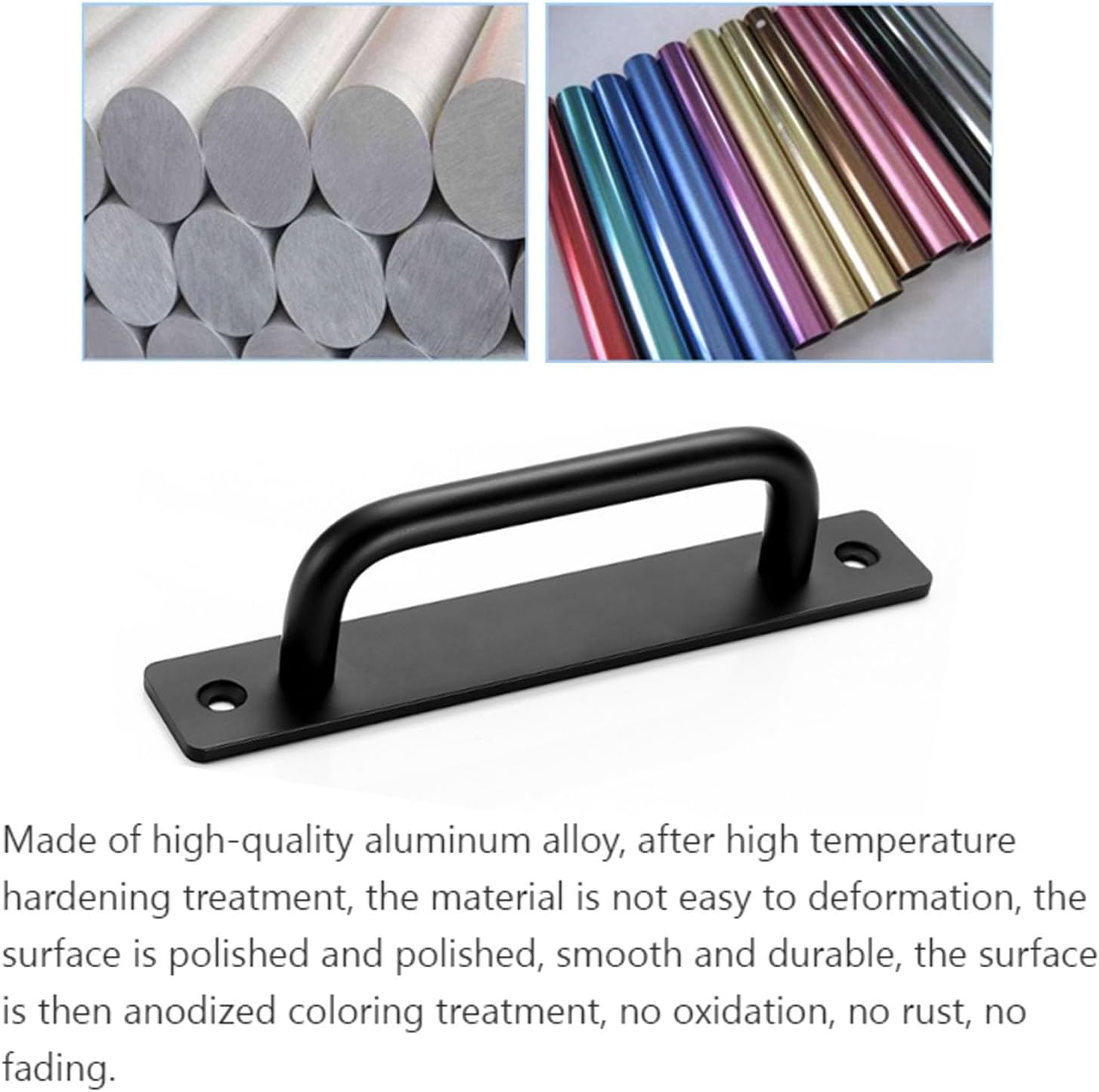 4 Piece Barn Drawer Pulls - Flat Head Long Base Pulls for Drawers, Doors & Cabinets (Black,L)