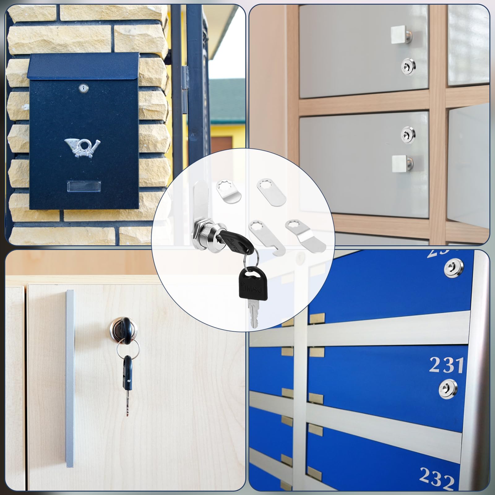 Cam Locks with Keys - 5 Replacement Lock Plates -7 Cam Locks with Keys - 5 Replacement Lock Plates -7