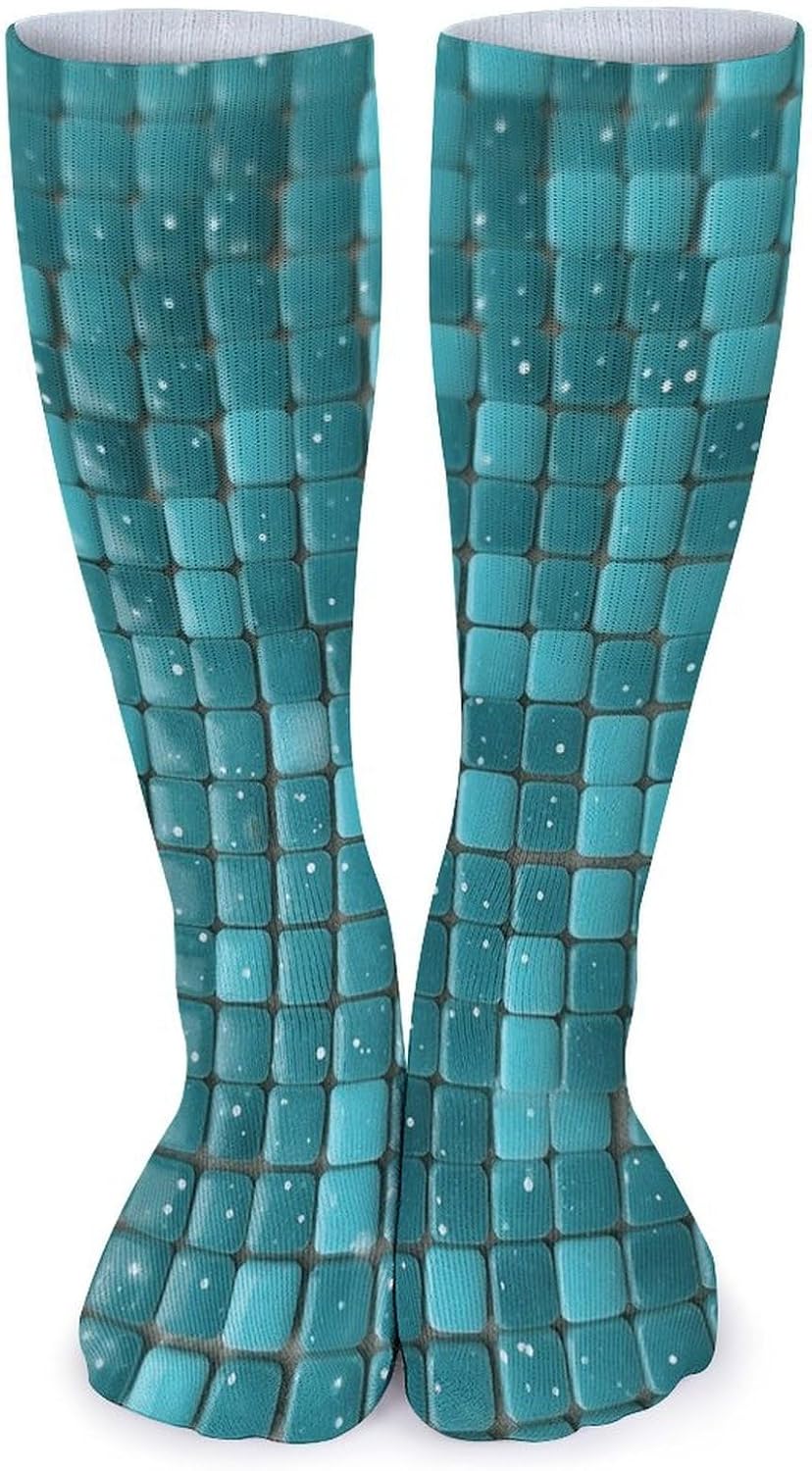 Breathable Boot Sock Turquoise Small Dot Tiles Socks for Women Men Cotton Sock Moisture-Wicking Warm Stockings Long Socks for Hiking Work Sport