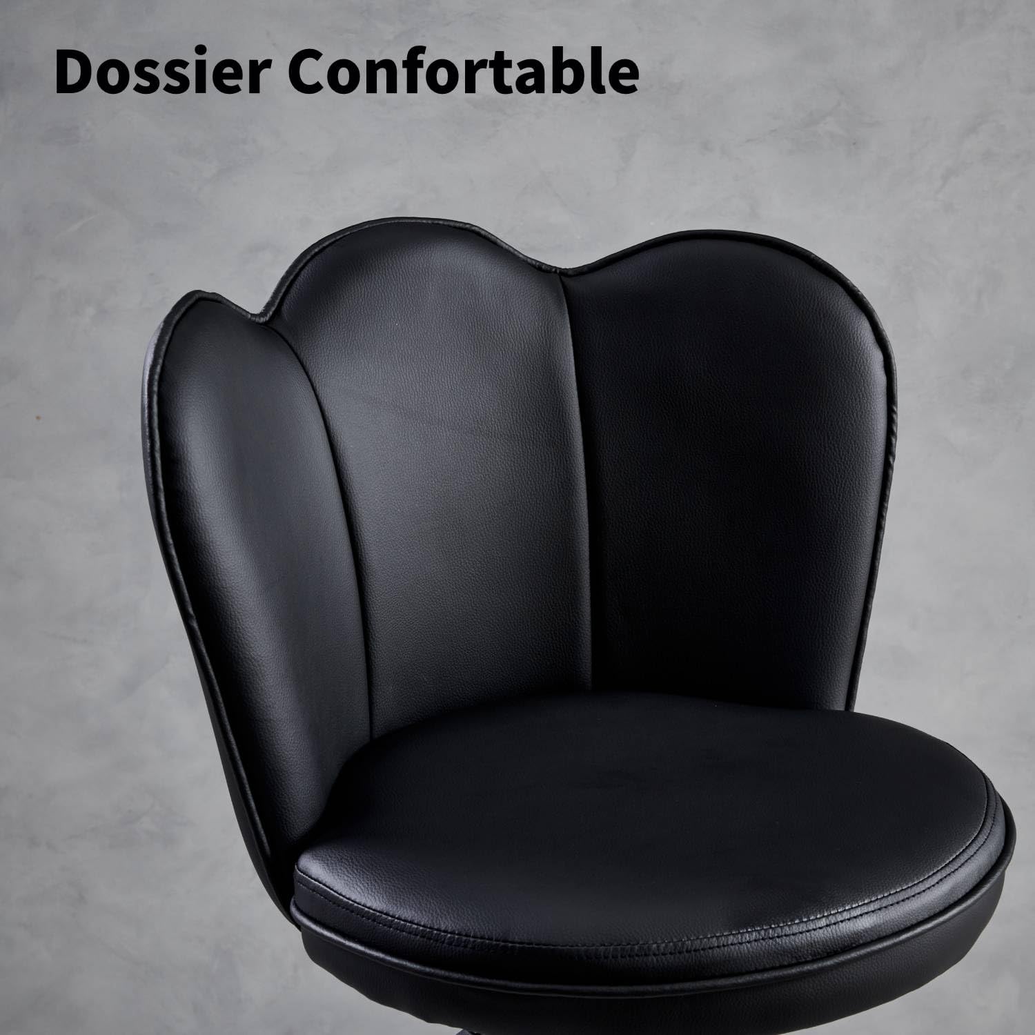 Herbalady Lot De 2 Tabourets De Bar PU Leather - Chaises Hauteur Réglable Rotatives 360° Avec Dossier Et Repose-Pieds - Gris/Noir