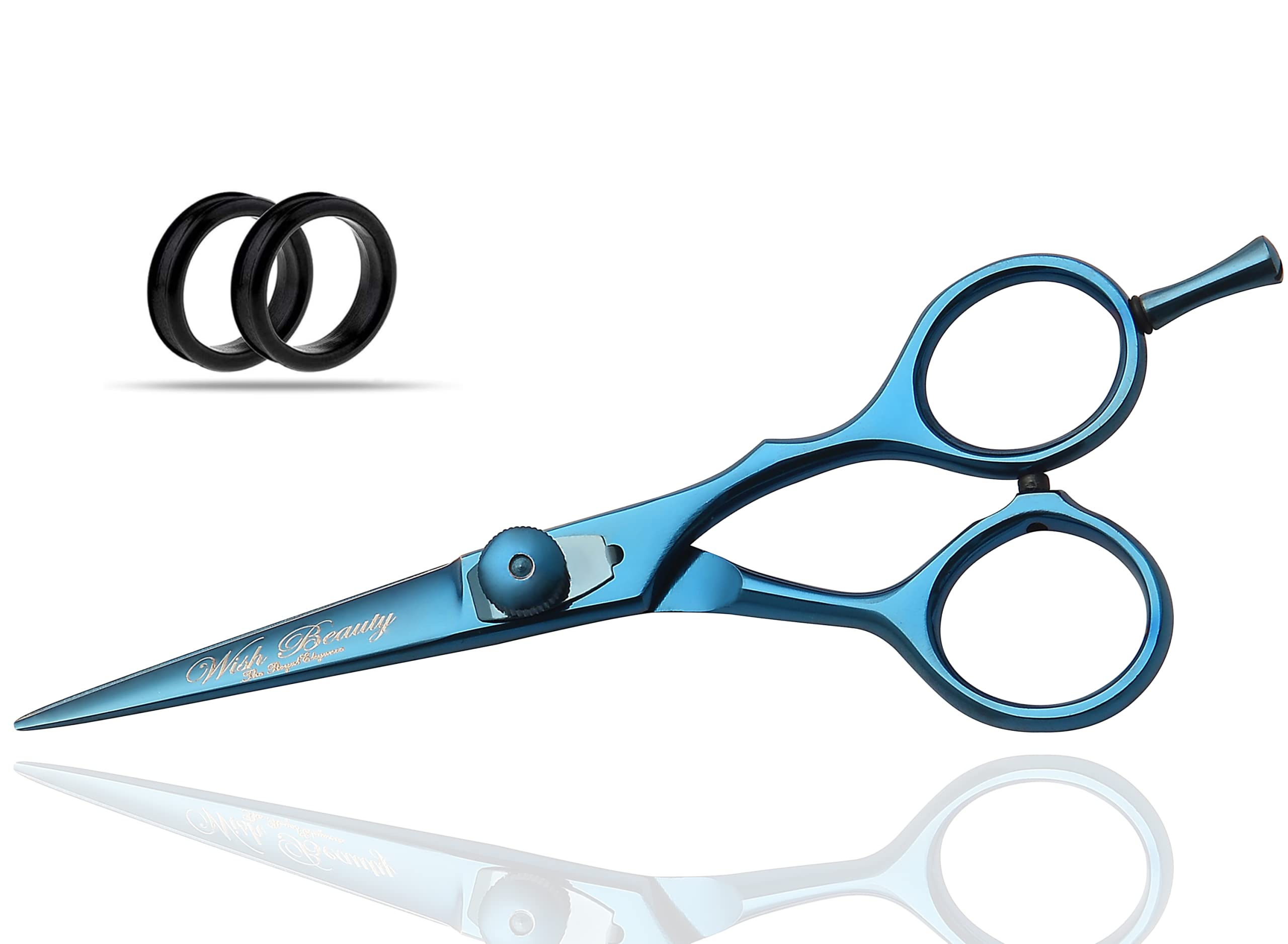 Wish Beauty,The Royal Elegance Men's Blue Offset Wishbeauty Hairdressing Scissors- 5" Barber Salon Hair Scissors Professional- Sharp Stainless Steel Titanium Hair Cutting Scissor For Hairdressers - Multipurpose Haircut And Beard Trimming Shears