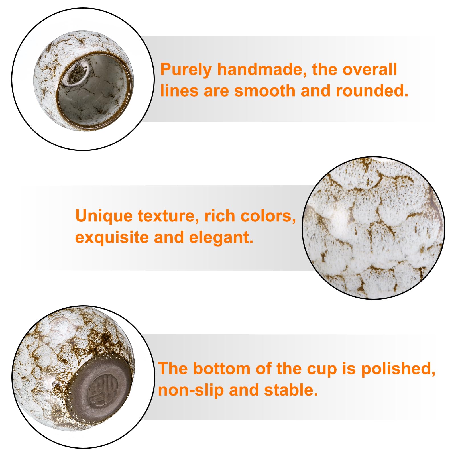 QUARKZMAN 2pz Tazze Tè Cinesi Giapponesi Ceramica 5,07 oz Set Tè Gong Fu Fare a Mano Smaltato Ceramica Senza Manico Piccola Tazza Tè per Tè Mate Caffè Vino Bevande Casa e Regali, Beige