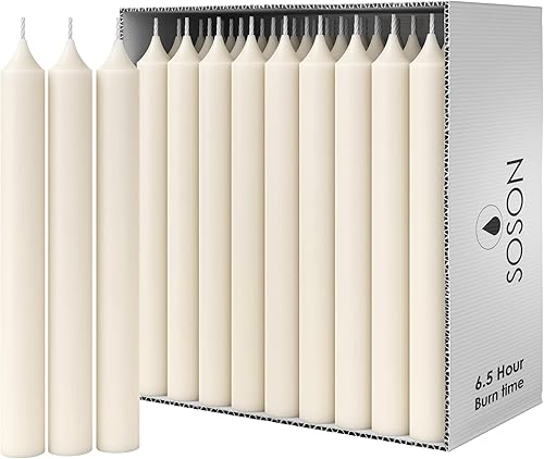 Simply Soson Ivory Household Candles - Velas de cena de 7 pulgadas, juego de 45 unidades a granel, 6 horas de combustión limpia, velas de cena de