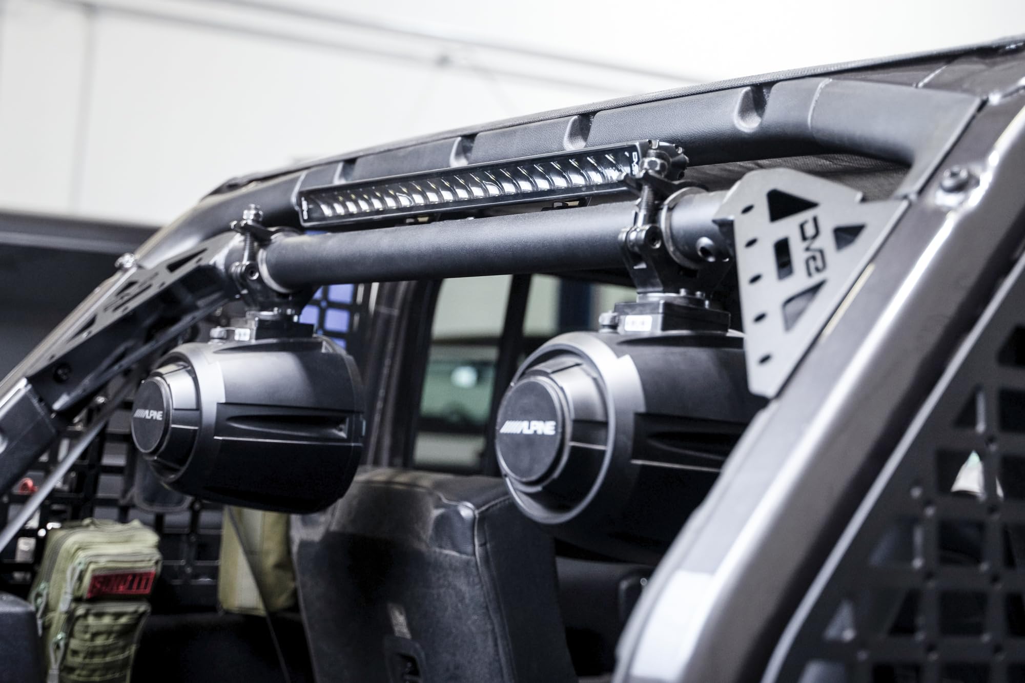 Rear Speaker & Light Bar Mount for The 2018-2023 Jeep Wrangler JL | Mounts Roll Bar Clamp Speaker Systems | Mounting Holes for Hi-Lift, Addt’l Speakers, & More | Wire Routing | DV8 Offorad