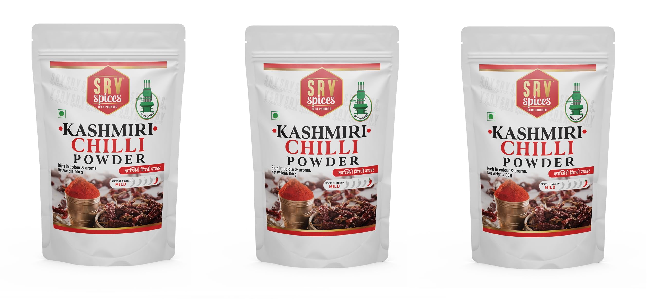 SRV Spices Kashmiri Chilli Powder| Kashmiri Lal Mirchi Powder| Rich In Colour| Less Spicy, Aromatic, Flavourfull| Taste of 57 Years of Experience (100grams, Pack of 3) (B0BQHT4ZT2) Amazon Price History, Amazon Price Tracker