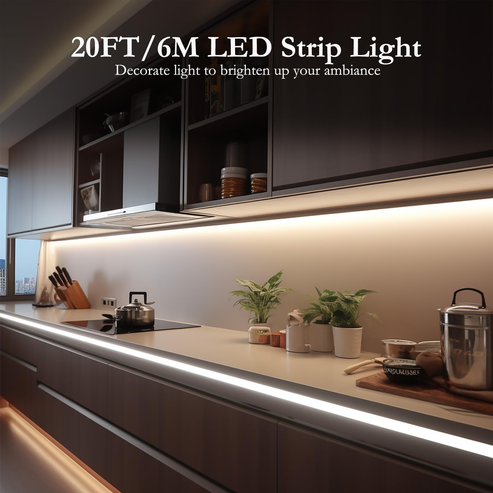 JOYLIT Striscia LED COB 12V 4000K Bianco Naturale da Interni 6 Metri 320LEDs/M 4500LM Luminosità Uniformi Luce CRI 90+ Luci Nastri Dimmerabile Flessibile Adesiva Strip LED (Solo Striscia LED)