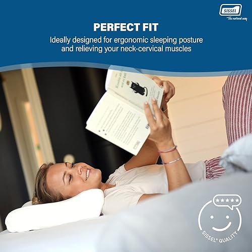 Miniatura 7 de SISSEL Almohada suave para cuello M  Espuma especial viscoelástica  Soporte ergonómico de columna vertebral  Funda de terciopelo lavable  Relajación