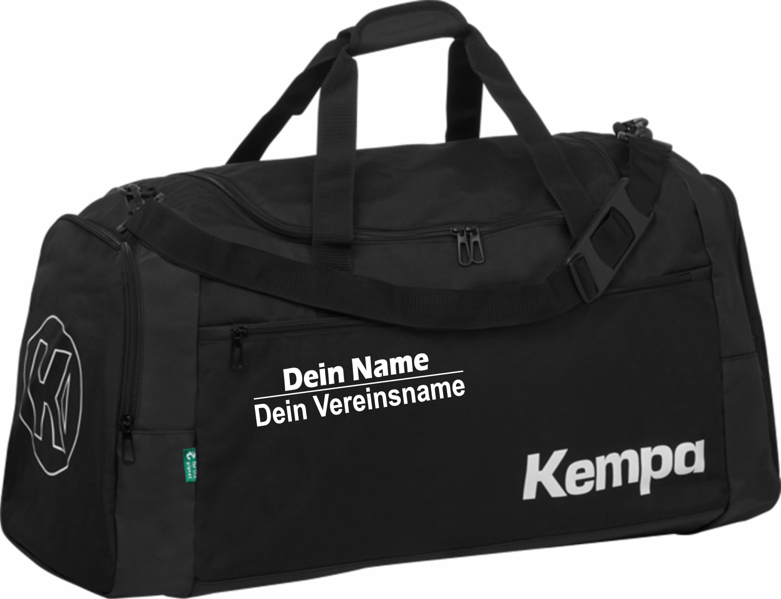 Sportartikelland Angebot für 1 Kempa Sporttasche M schwarz - 58 x 27 x 30 cm, 50L mit Aufdruck Namen