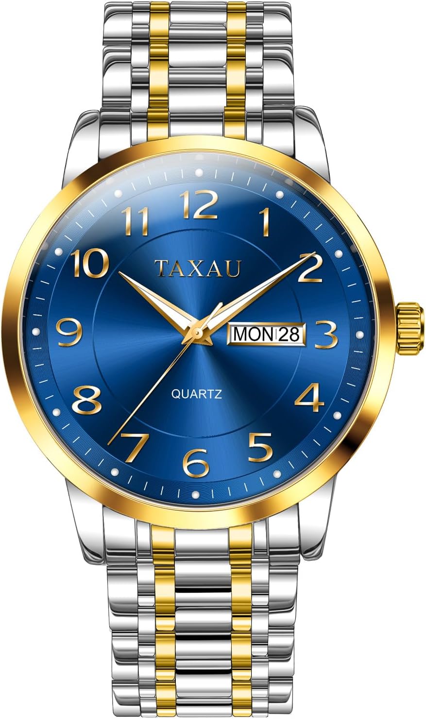 Watch Men Luxury Classic Fashion Watches for Men Large Face Stainless Steel Waterproof Mens Watches Simple Minimalist Easy Read Analog Quartz Fancy Dress Day Date Watch Relojes para Hombres