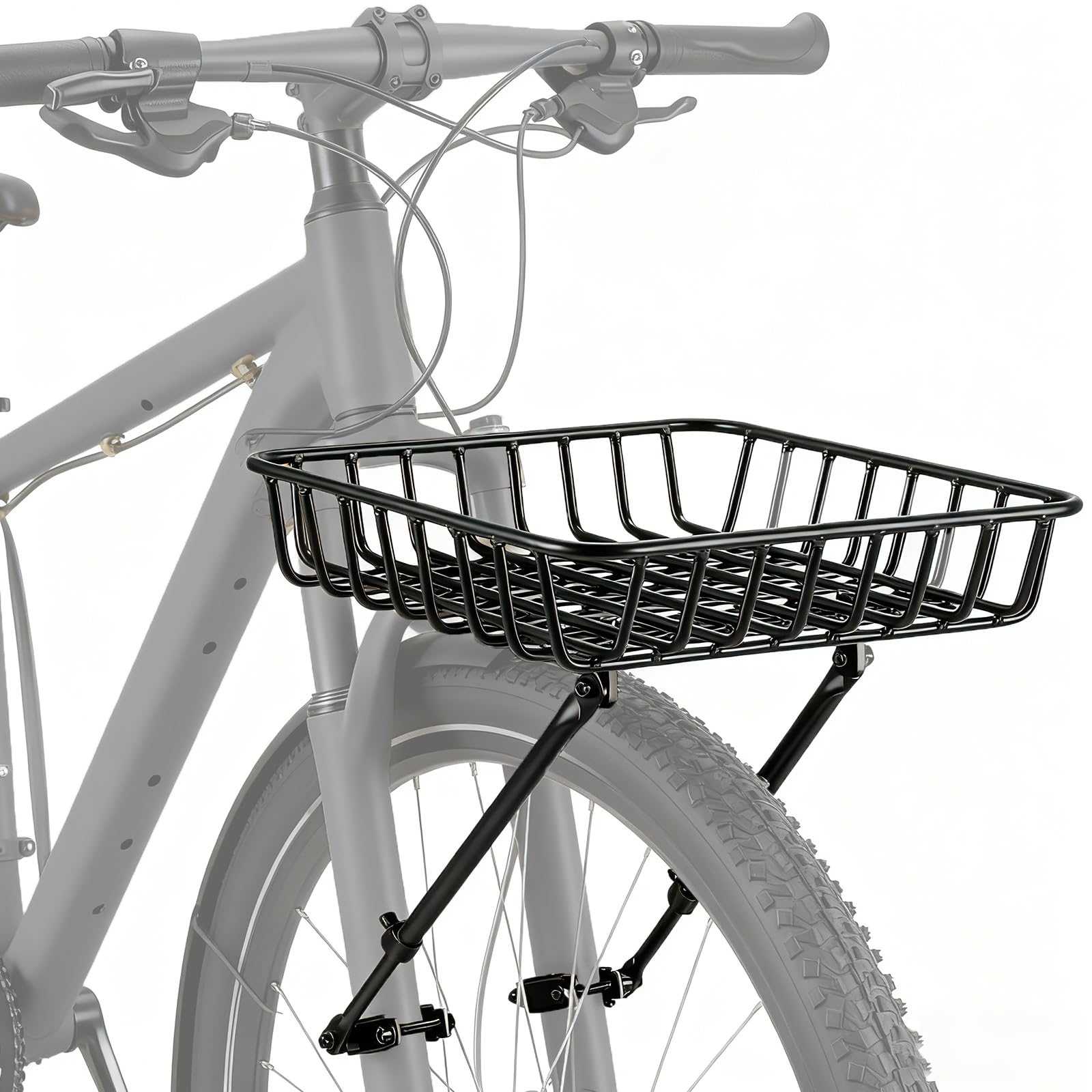 Panier de vélo avant en alliage d'aluminium, grand panier de vélo avant avec entretoises de maintien et sangles stables, porte-bagages de vélo, charge maximale de 10 kg, pour VTT, vélo de route, vélo