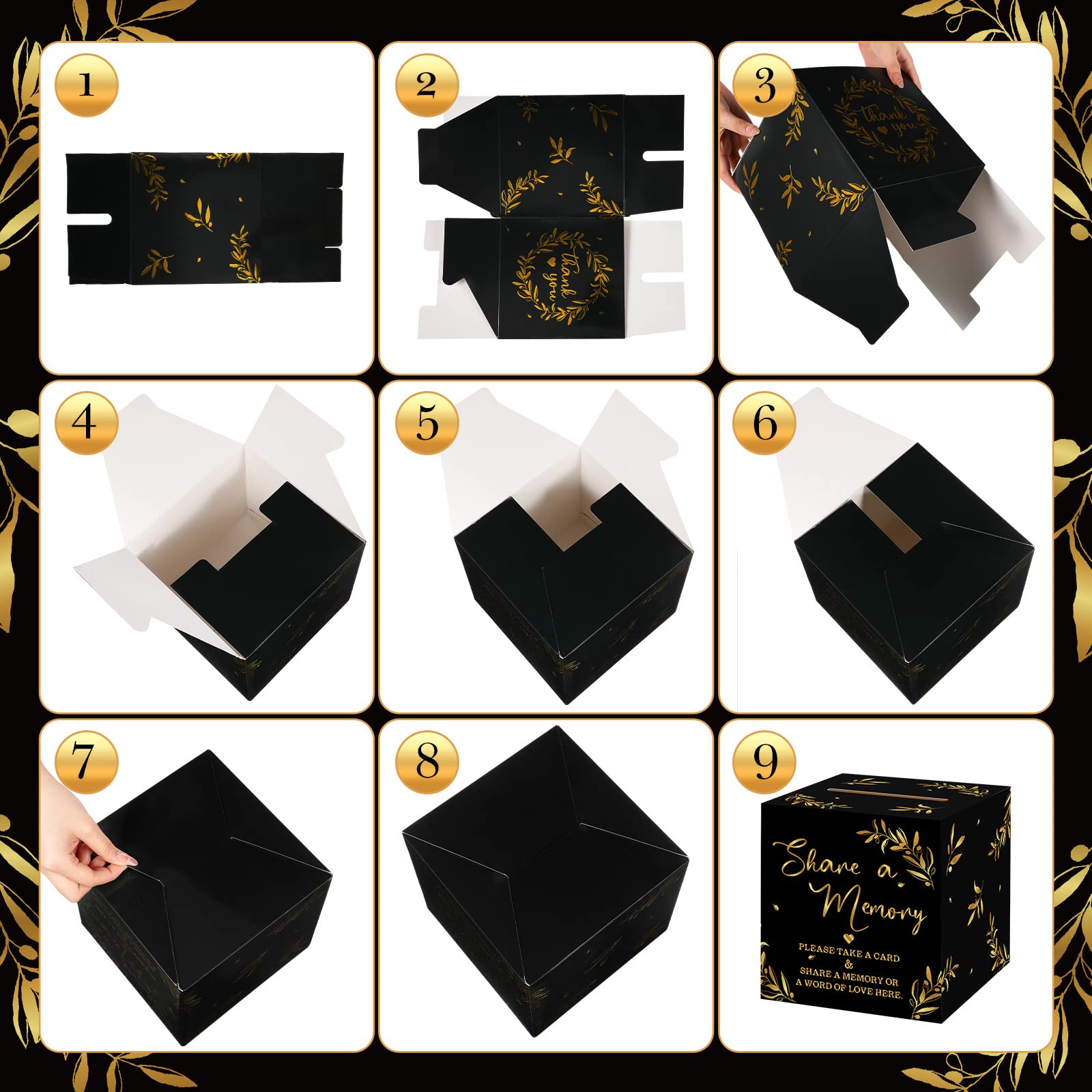 „Share A Memory“ Karten & Stifte Set – 50 Gedenkkarten Mit Goldenem Design Für Beerdigung, Hochzeit, Jubiläum & Feiern