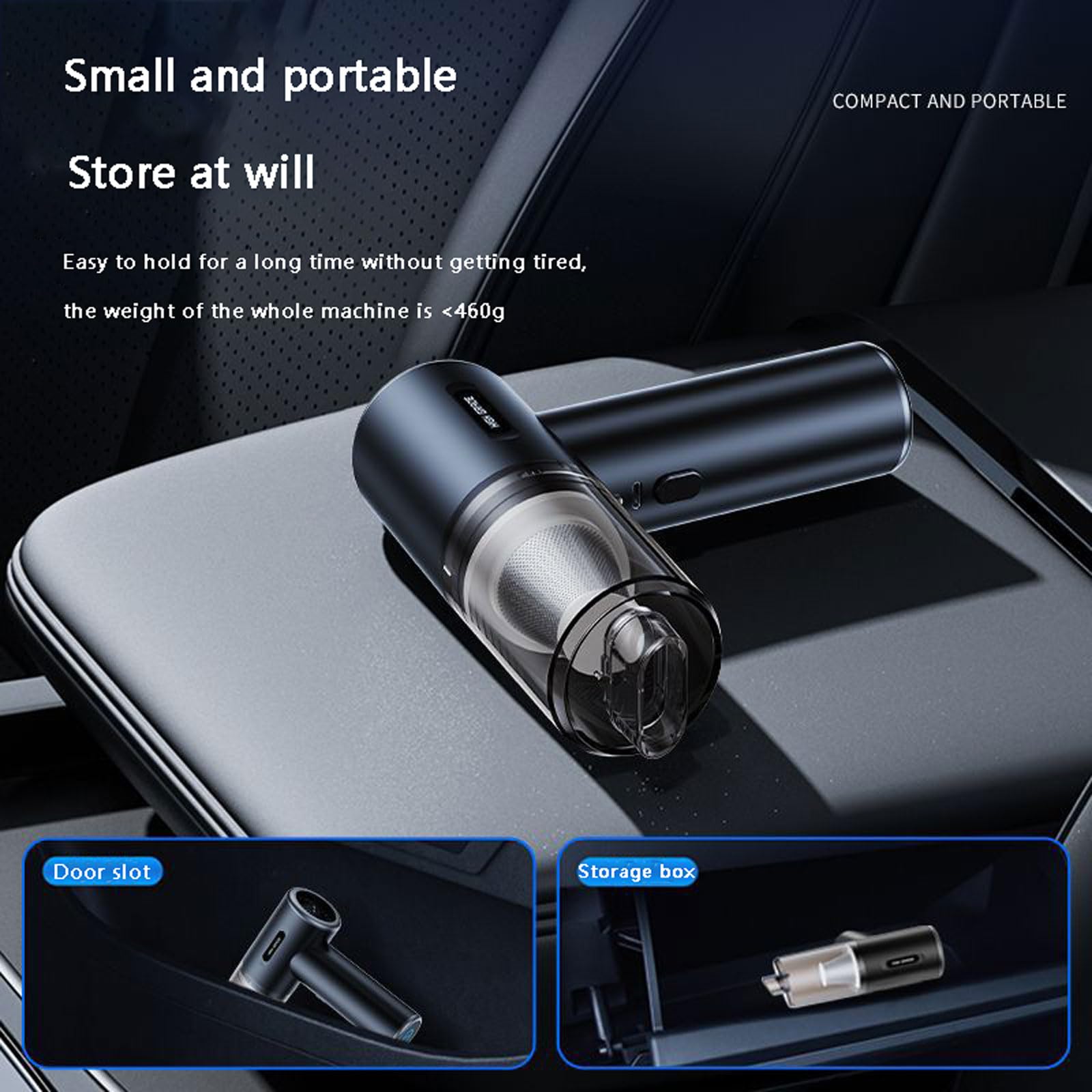 aspiradora para Coche, Mini aspiradora portátil Recargable, 4 en 1