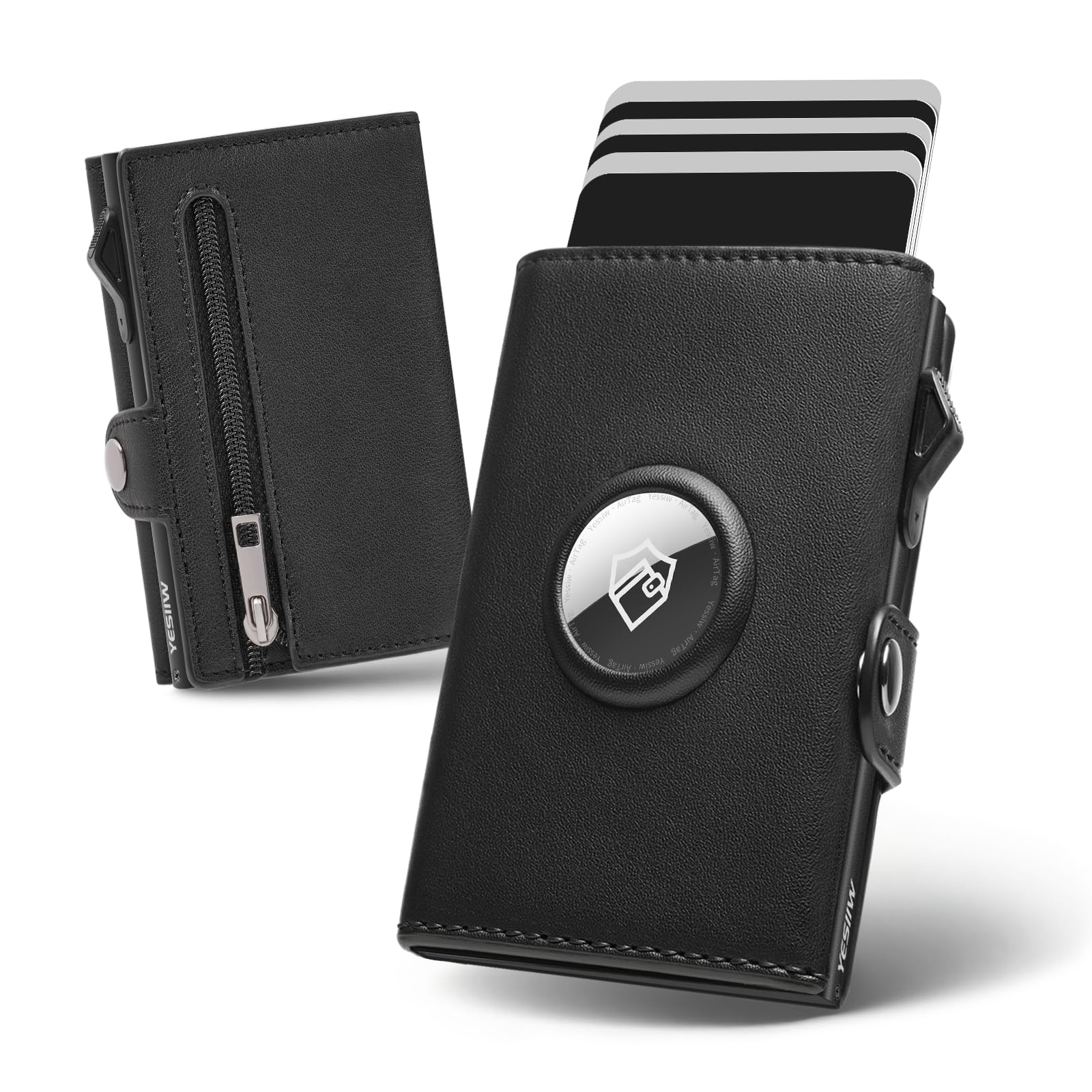 YESIIW Airtag Geldbeutel mit Super Kompakt Pop-up Geldbörse Herren Airtag für 12 Karten Portmonee Herren Karten Geldbeutel mit RFID Schutz