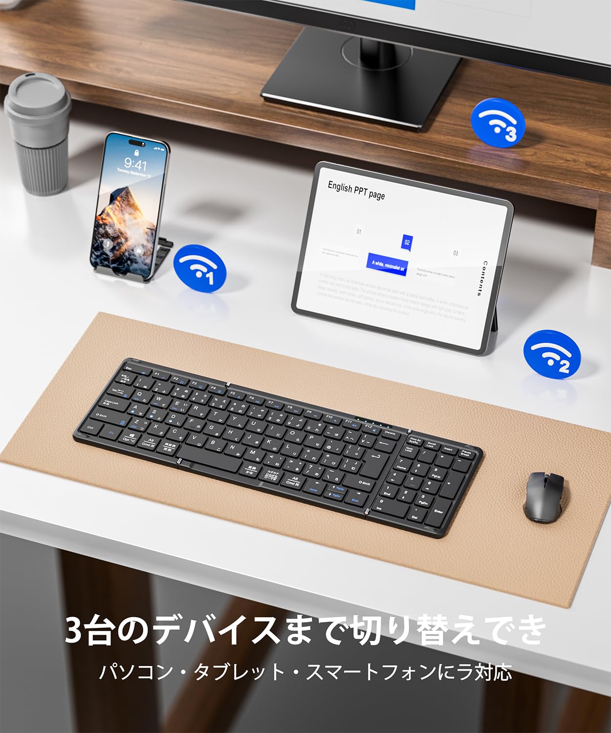 Amazon.co.jp: Omikamo Bluetooth Keyboard, Foldable, Wireless