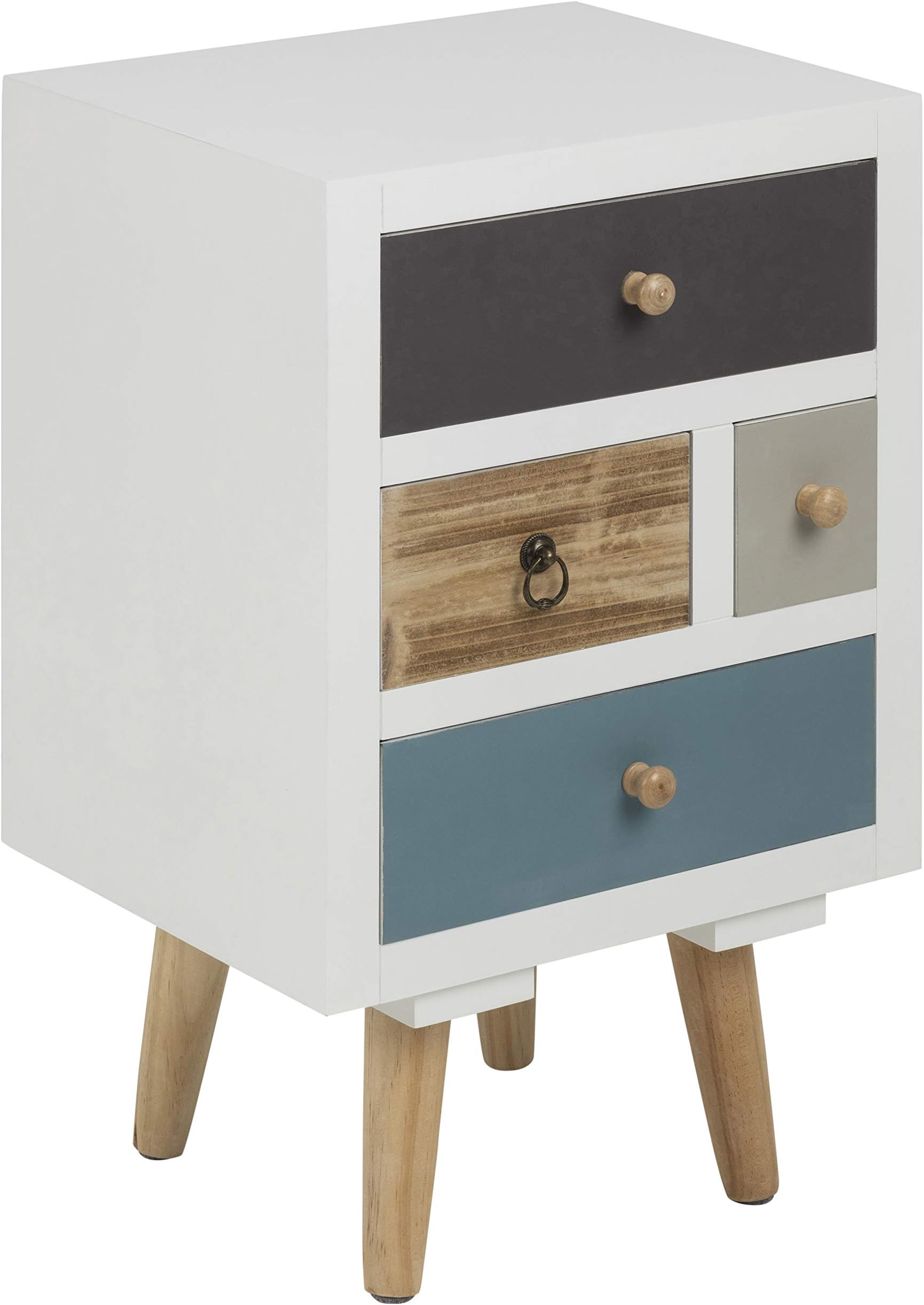 AC Design Furnituresuwen Multicolour Drawers 63369 Bedside Table – Pine – Clear Legs – Pack of 4, White
