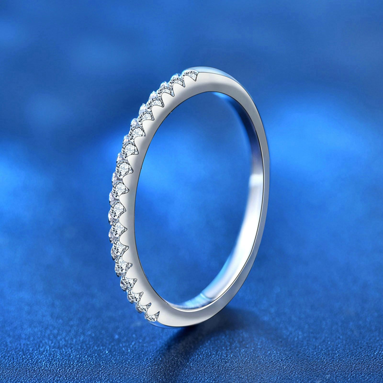 0.5ct Bianco Rotonda Diamante Coltivato da Laboratorio Anello Platino Donna 14Kt Anelli Matrimonio Argento