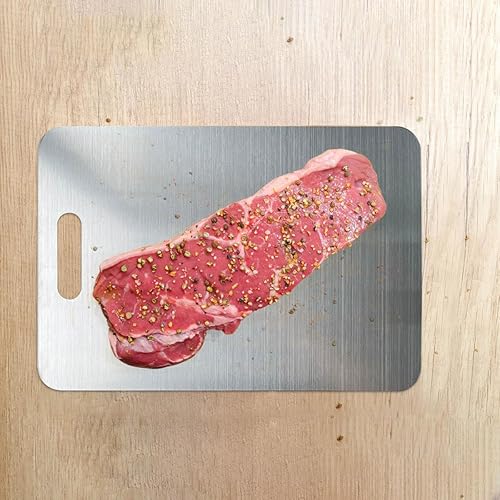 Miniatura 3 de Tabla de cortar de acero inoxidable de grado alimenticio, tabla de cortar de doble cara para cocina, fácil de limpiar, tabla de cortar