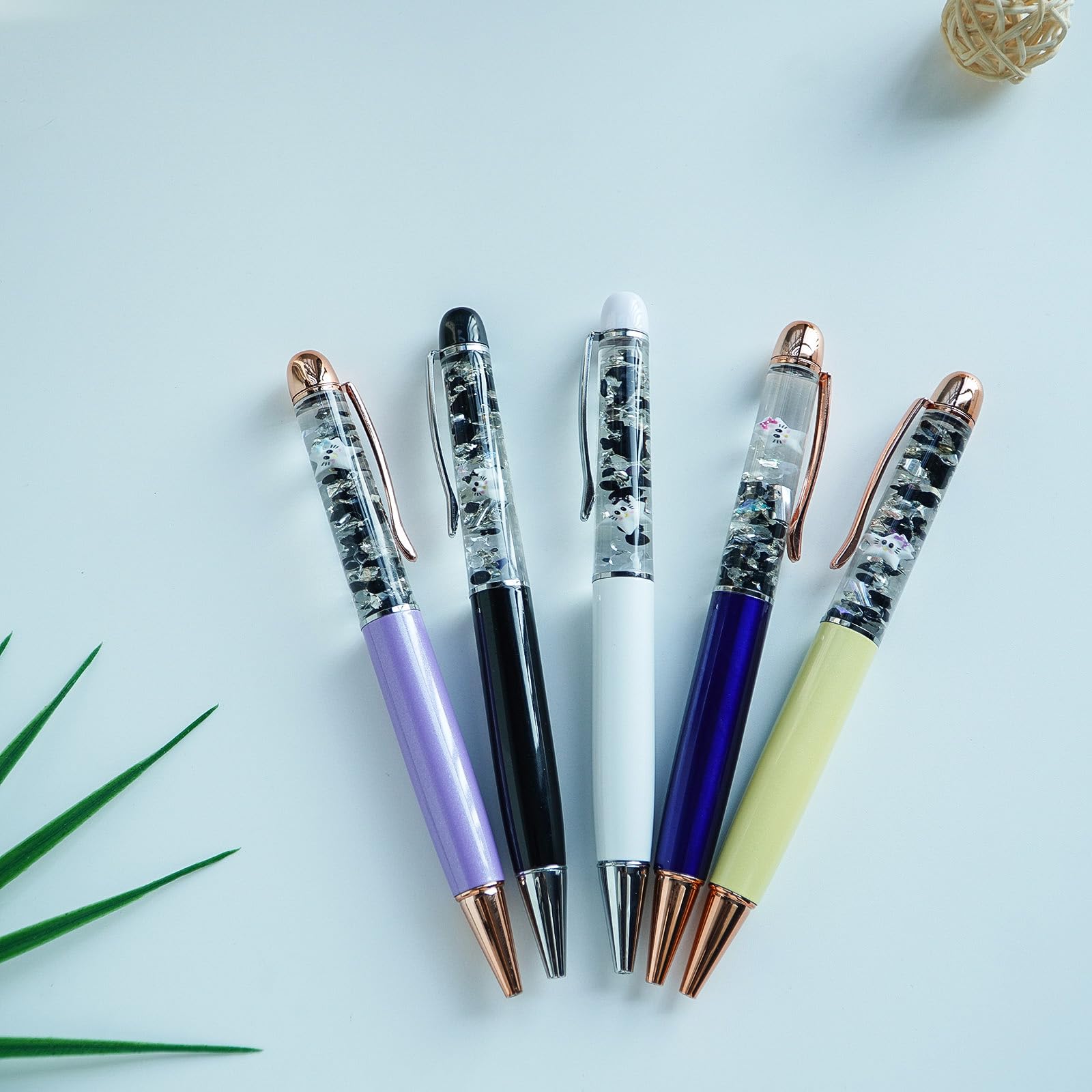 Sikyby Star Cat Cute 3D Floater Liquid Writing Journaling Office Pen Unique Gifts Set of 5 Pens - Image 3