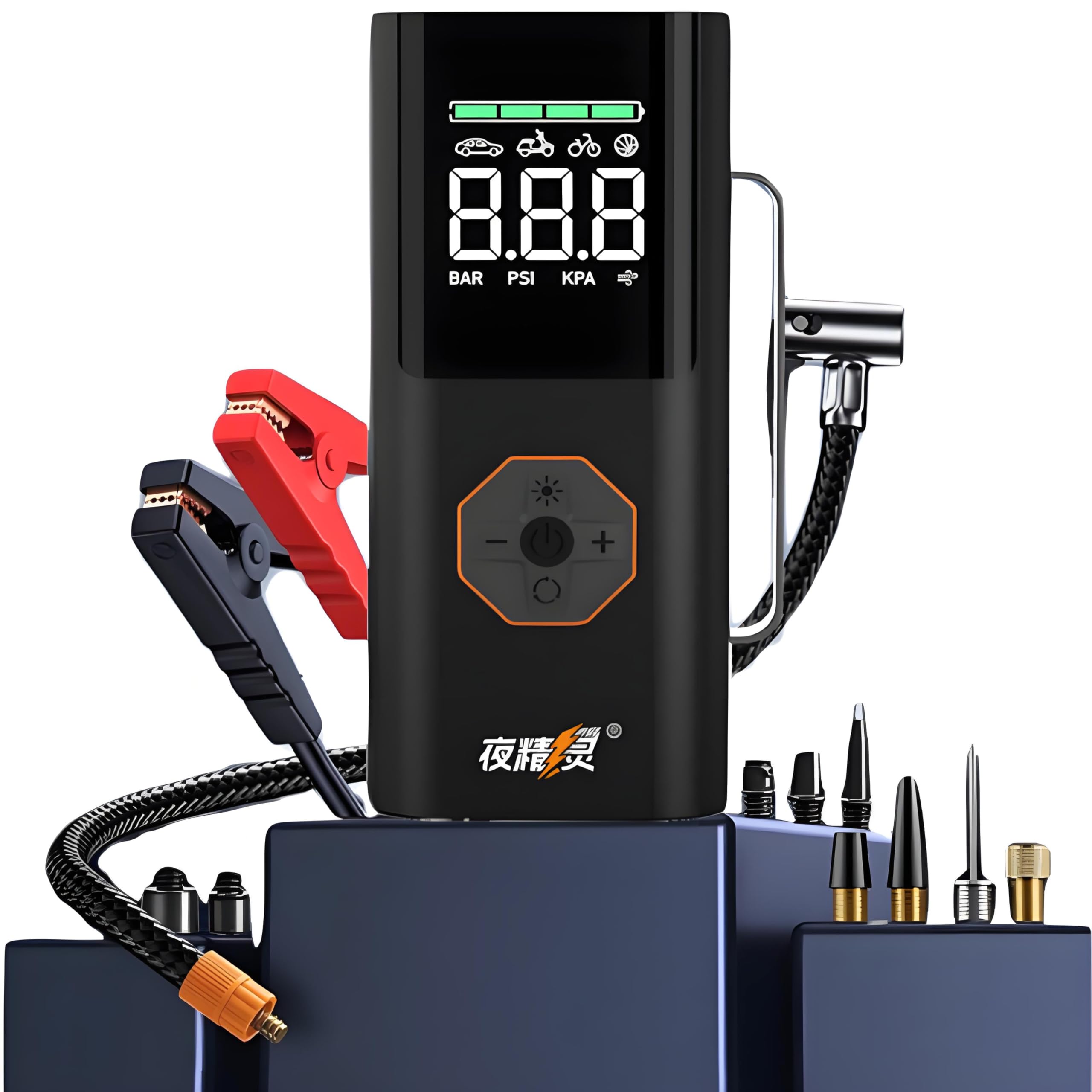 Night Essence 10000A Car Battery Jump Starter(for All Gas or up to 12L Diesel) Powerful Car Jump Starter with Dual USB Quick Charge and DC Output,12V Jump Pack with Built-in LED Bright Light