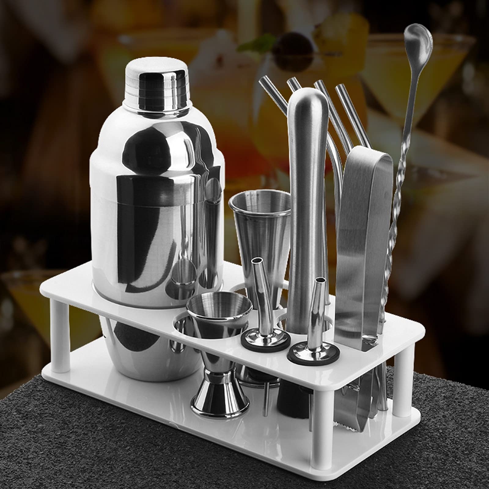 Juego de Coctelera Beber Shaker Drink Mezcler Set Cocktail Kit Cocktail Shaker Set Bartending de Acero Inoxidable Agitador de Cócteles (Color : C)