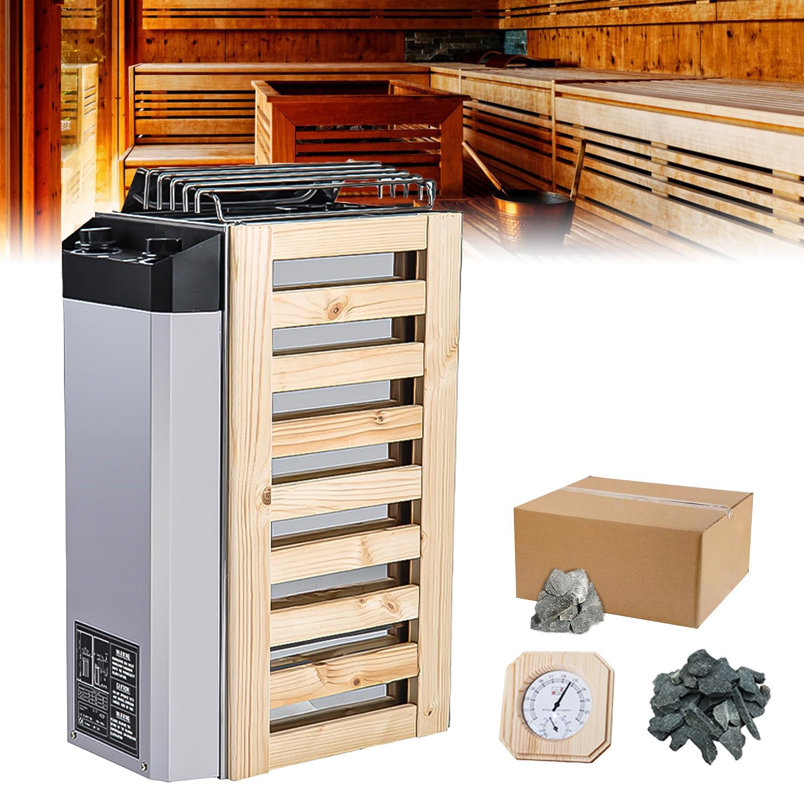Poêle De Sauna 220 V, Poêle De Sauna électrique 3 KW en Acier Inoxydable, Poêle De Sauna pour Bain De Vapeur, Contrôle De La Température Et Minuterie, équipement De Sauna