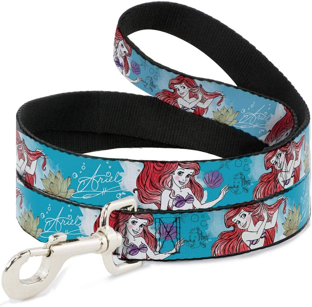 Dog Leash Ariel Sketch Poses Blues Lavender 4 Feet Long 1.5 Inch Wide