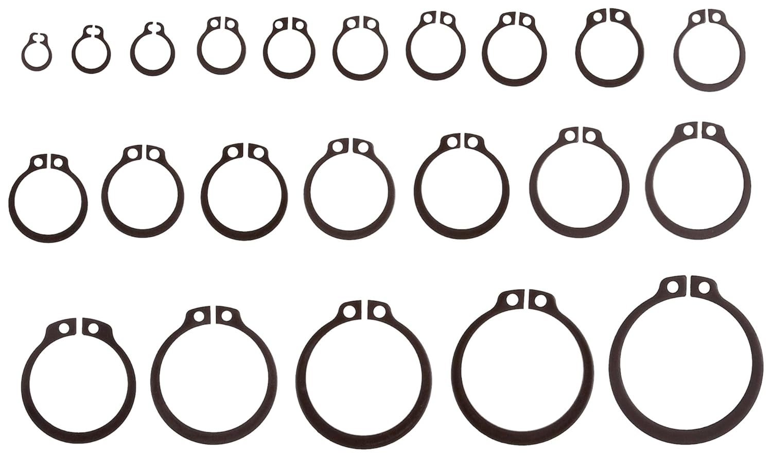 Carbon Steel External Retaining Ring Assortment (295 Pieces), Black
