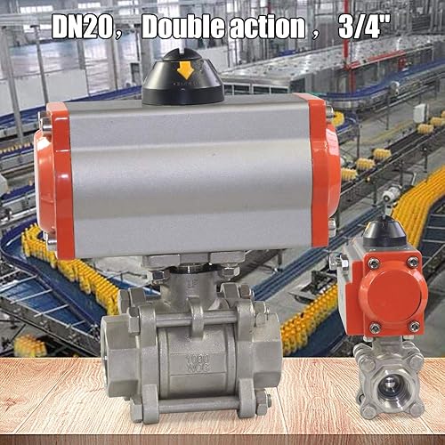 Miniatura 2 de Válvula de bola neumática de doble efecto de 34 "de 34 ", actuador de válvula neumática de acero inoxidable para industrias químicas de vapor de
